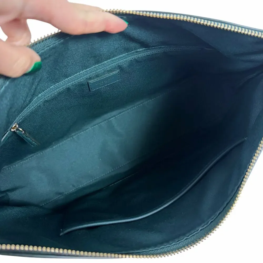 Kate Spade Loop Large Shoulder Bag Pebble Leather Midnight Green